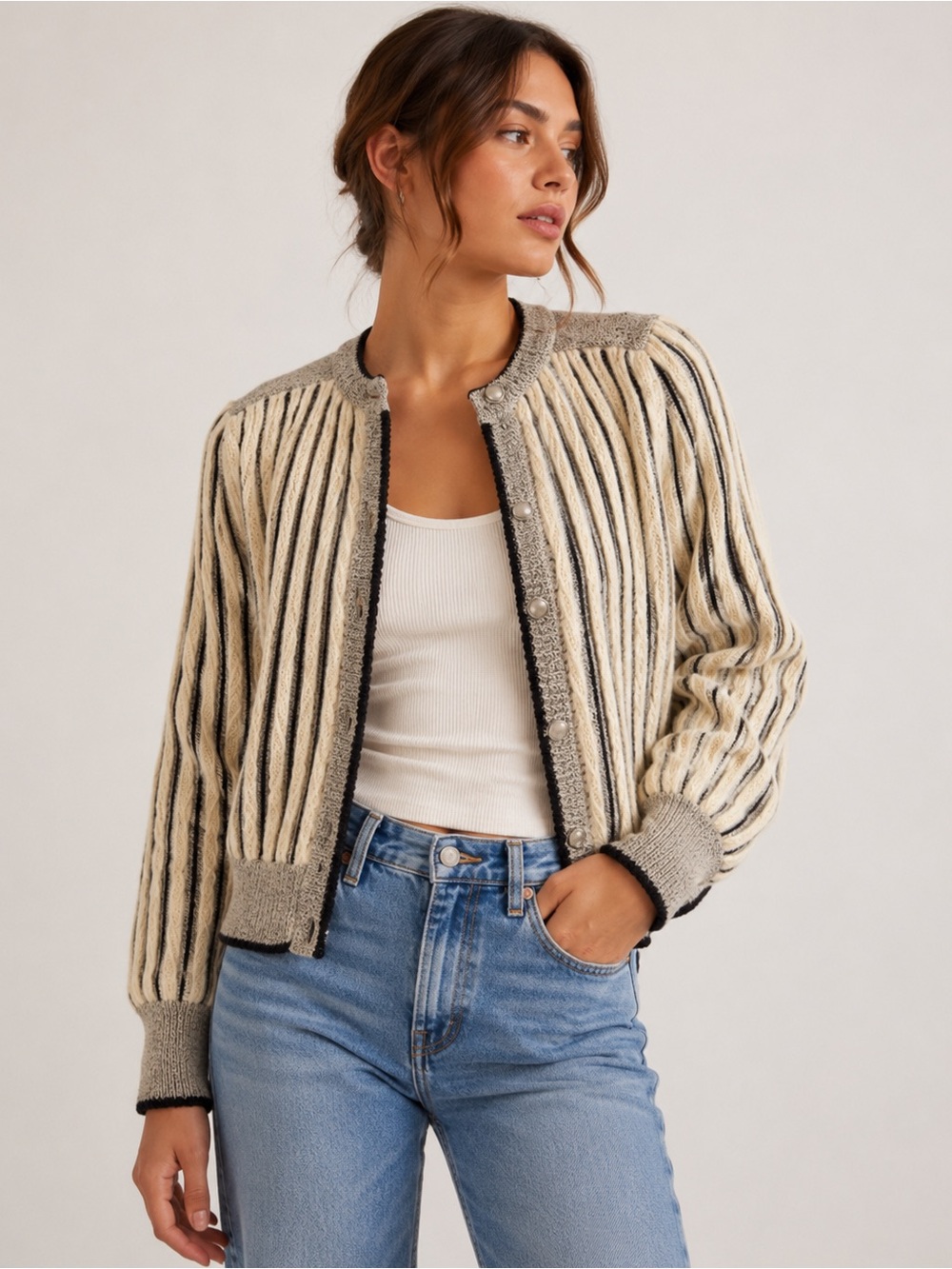 Vintage King Sheep Wool blend  Cardigan | Chunky Cable Knit size medium